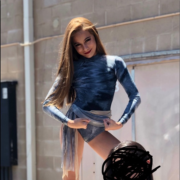 Custom Details Dancewear multi grey with grey and tan sheer details to bottom. - Picture 7 of 9